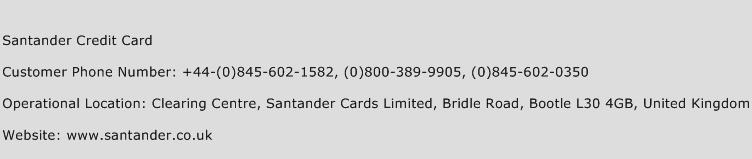 Santander Credit Card Phone Number Customer Service