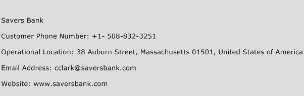 Savers Bank Phone Number Customer Service