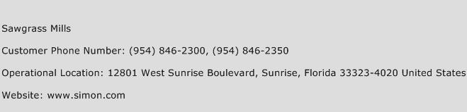 Sawgrass Mills Phone Number Customer Service