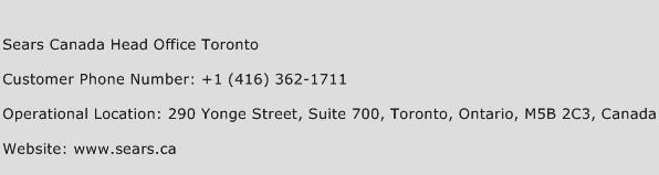 Sears Canada Head Office Toronto Phone Number Customer Service
