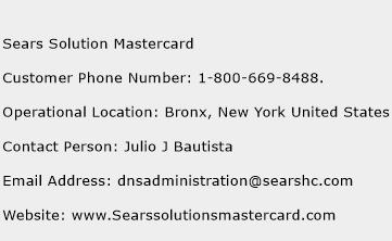 Sears Solution Mastercard Phone Number Customer Service