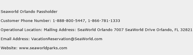 Seaworld Orlando Passholder Phone Number Customer Service