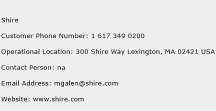 Shire Phone Number Customer Service