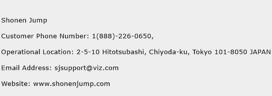 Shonen Jump Phone Number Customer Service