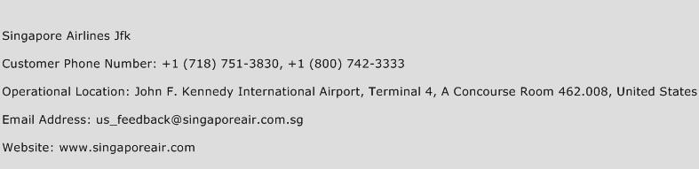 Singapore Airlines Jfk Phone Number Customer Service