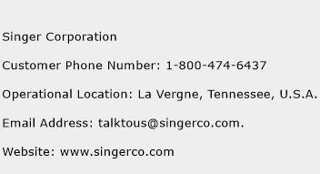 Singer Corporation Phone Number Customer Service