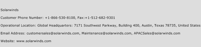 Solarwinds Phone Number Customer Service