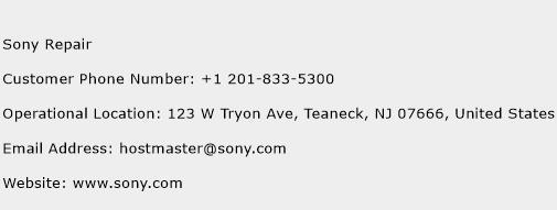 Sony Repair Phone Number Customer Service