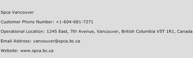 Spca Vancouver Phone Number Customer Service