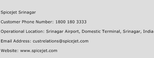 Spicejet Srinagar Phone Number Customer Service