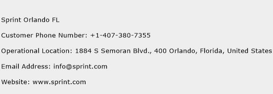 Sprint Orlando FL Phone Number Customer Service