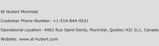 St Hubert Montreal Phone Number Customer Service