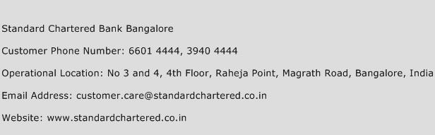 Standard Chartered Bank Bangalore Phone Number Customer Service