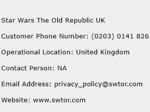 Star Wars The Old Republic UK Phone Number Customer Service