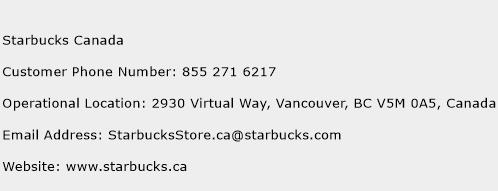 Starbucks Canada Phone Number Customer Service
