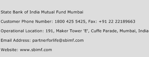 State Bank Of India Mutual Fund Mumbai Phone Number Customer Service