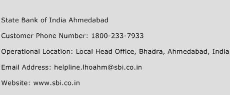 State Bank of India Ahmedabad Phone Number Customer Service