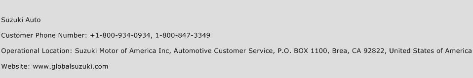 Suzuki Auto Phone Number Customer Service