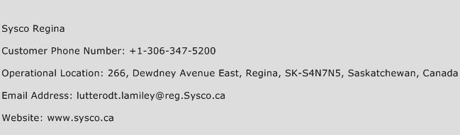 Sysco Regina Phone Number Customer Service