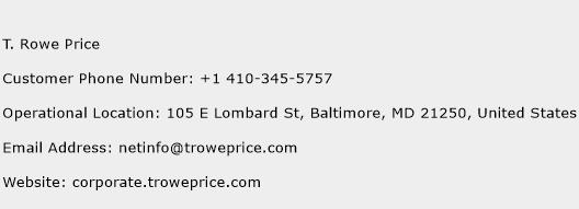 T. Rowe Price Phone Number Customer Service