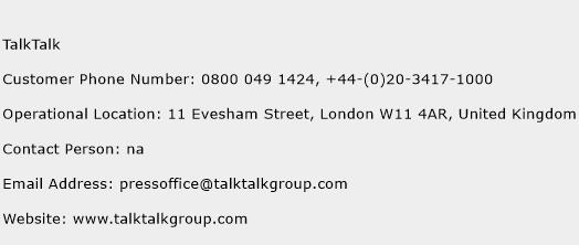 TalkTalk Phone Number Customer Service