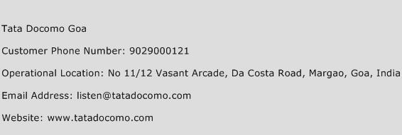 Tata Docomo Goa Phone Number Customer Service
