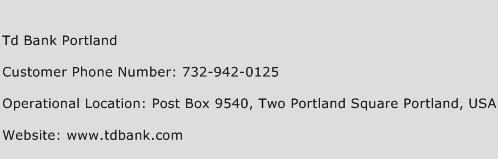Td Bank Portland Phone Number Customer Service