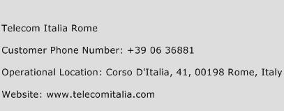 Telecom Italia Rome Phone Number Customer Service