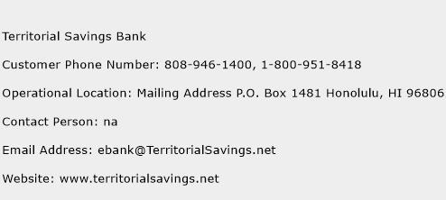 Territorial Savings Bank Phone Number Customer Service