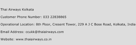 Thai Airways Kolkata Phone Number Customer Service