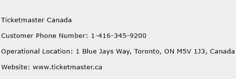 Ticketmaster Canada Phone Number Customer Service