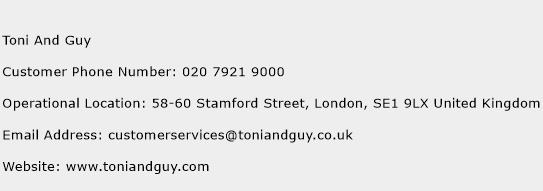Toni And Guy Phone Number Customer Service