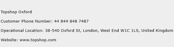 Topshop Oxford Phone Number Customer Service