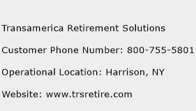 Transamerica Retirement Solutions Phone Number Customer Service