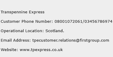 Transpennine Express Phone Number Customer Service