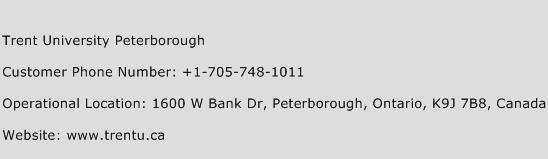 Trent University Peterborough Phone Number Customer Service