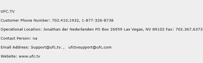UFC.TV Phone Number Customer Service