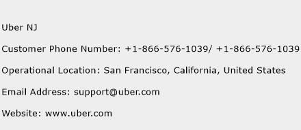 Uber NJ Phone Number Customer Service