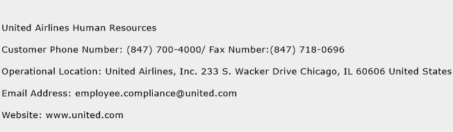 United Airlines Human Resources Phone Number Customer Service