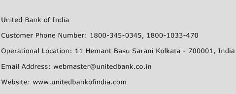 United Bank of India Phone Number Customer Service