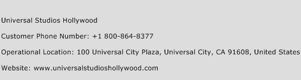 Universal Studios Hollywood Phone Number Customer Service
