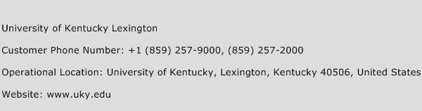 University of Kentucky Lexington Phone Number Customer Service