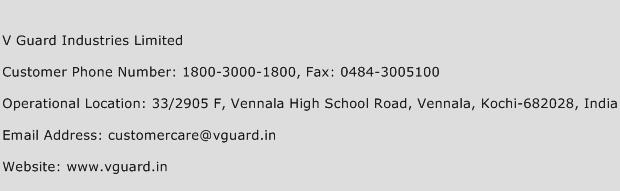 V Guard Industries Limited Phone Number Customer Service