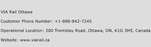 VIA Rail Ottawa Phone Number Customer Service