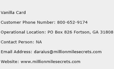 Vanilla Card Phone Number Customer Service