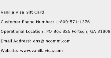 Vanilla Visa Gift Card Phone Number Customer Service