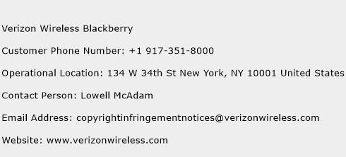 Verizon Wireless Blackberry Phone Number Customer Service