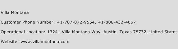 Villa Montana Phone Number Customer Service
