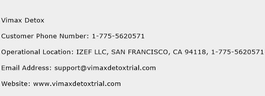 Vimax Detox Phone Number Customer Service