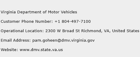 Virginia Department of Motor Vehicles Phone Number Customer Service